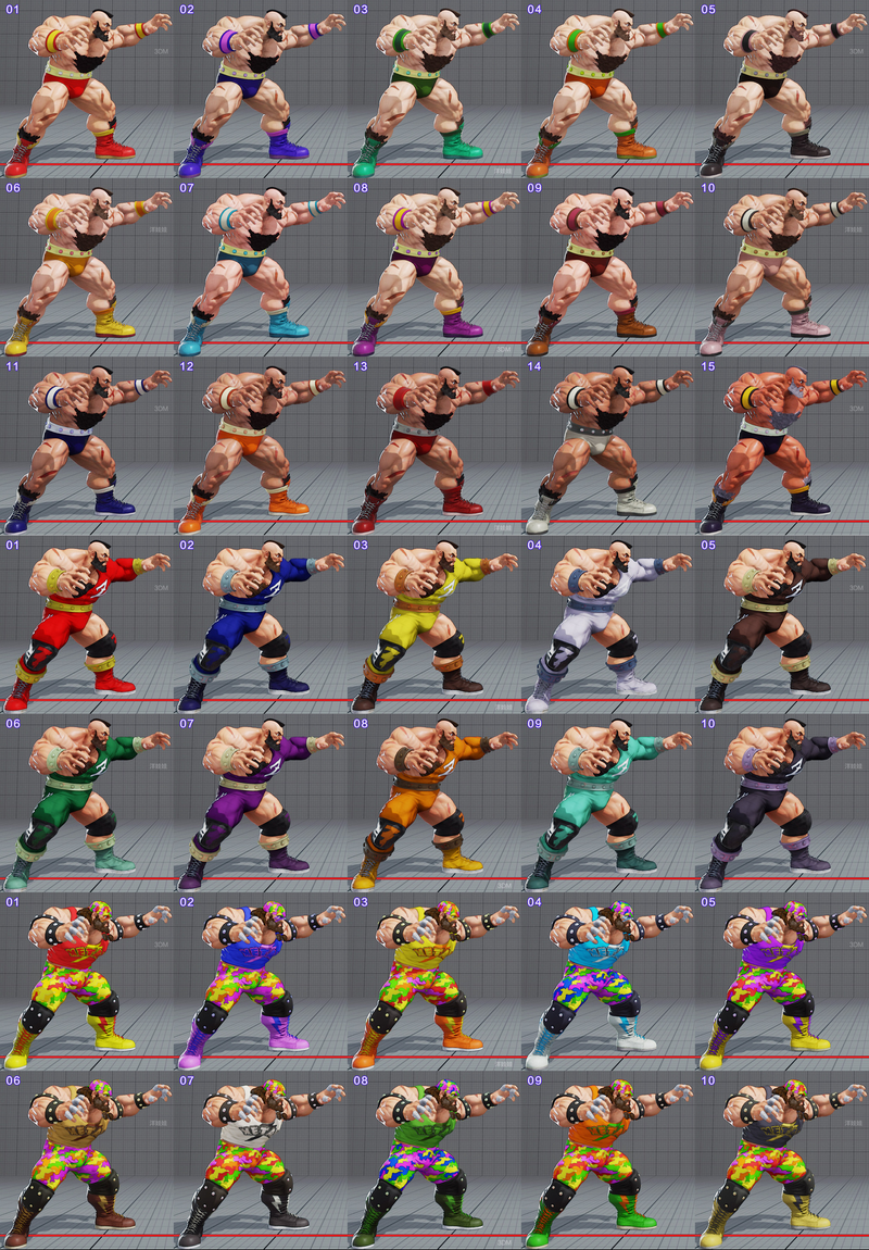 Illustration for article titled All of Street Fighter V's Costumes So Far, In Every Color